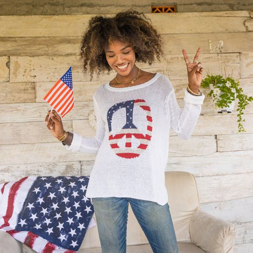 Flag Peace Sign Crew Sweater