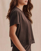 Lainey Lace Trim SS Tee by Splendid | Java