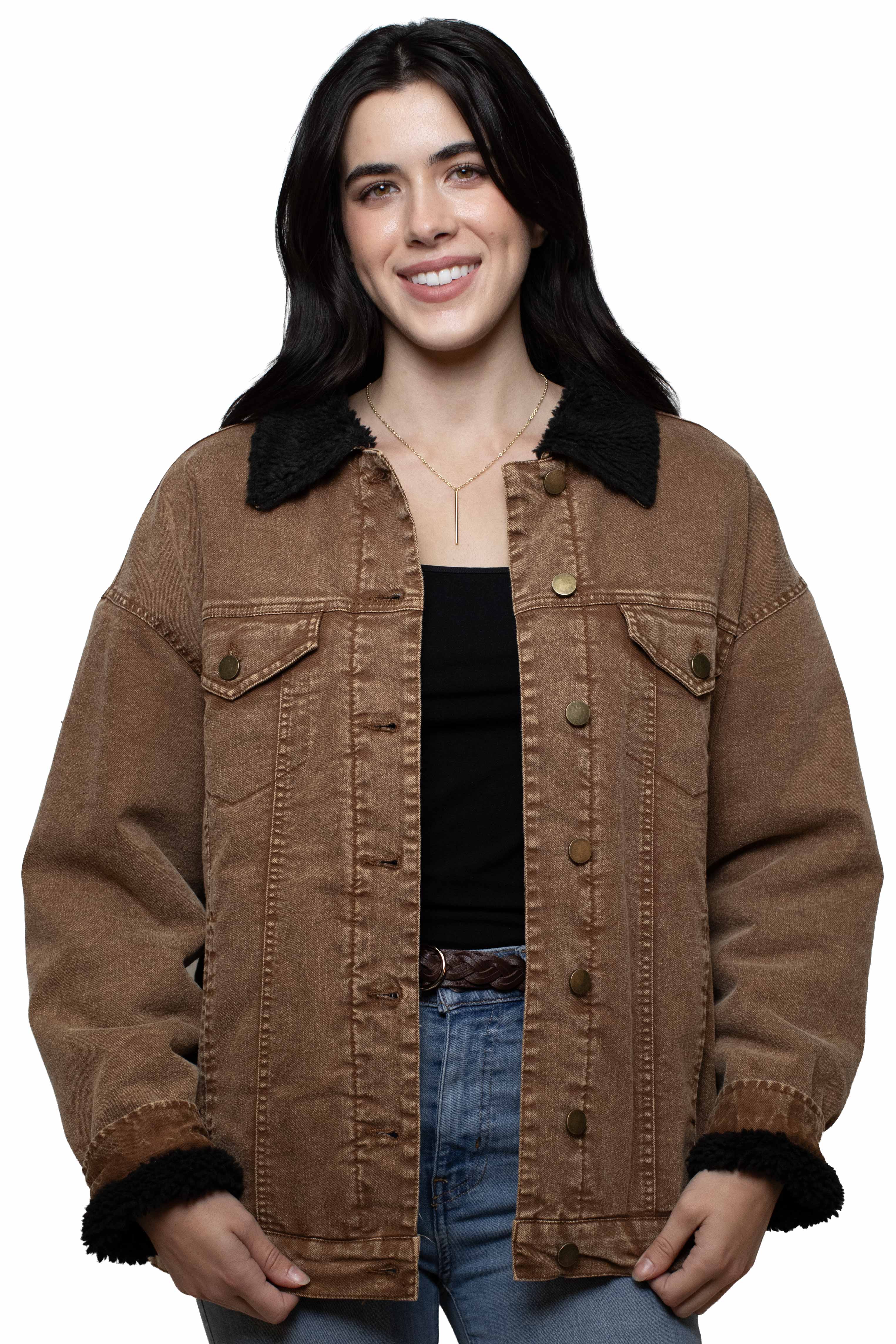 Sherpa Lined Trucker Jacket by Scully in Caramel