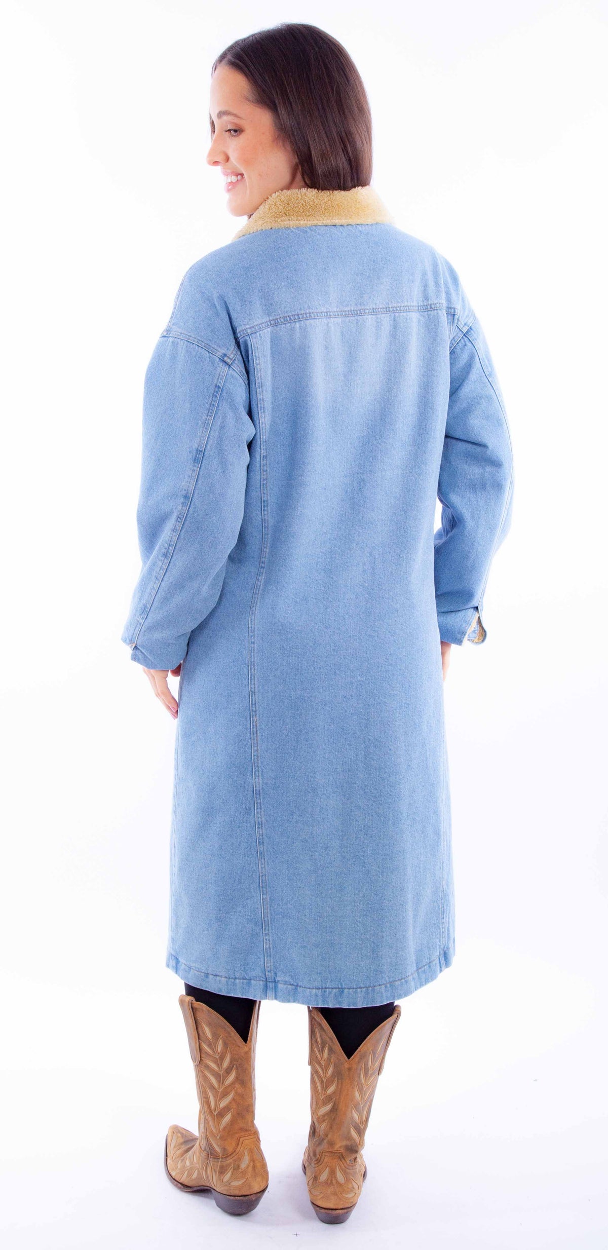 Long Sherpa Lined Denim Jacket by Scully Leather | Denim