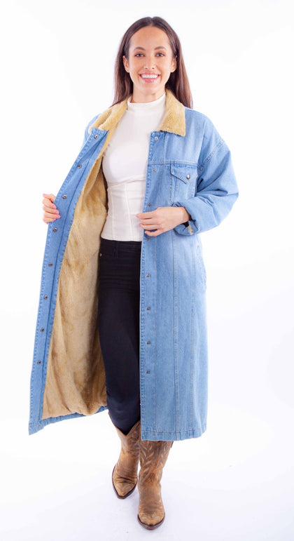 Long Sherpa Lined Denim Jacket by Scully Leather | Denim
