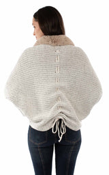 Lace Up Back Cardigan in Ivory, lace-up back