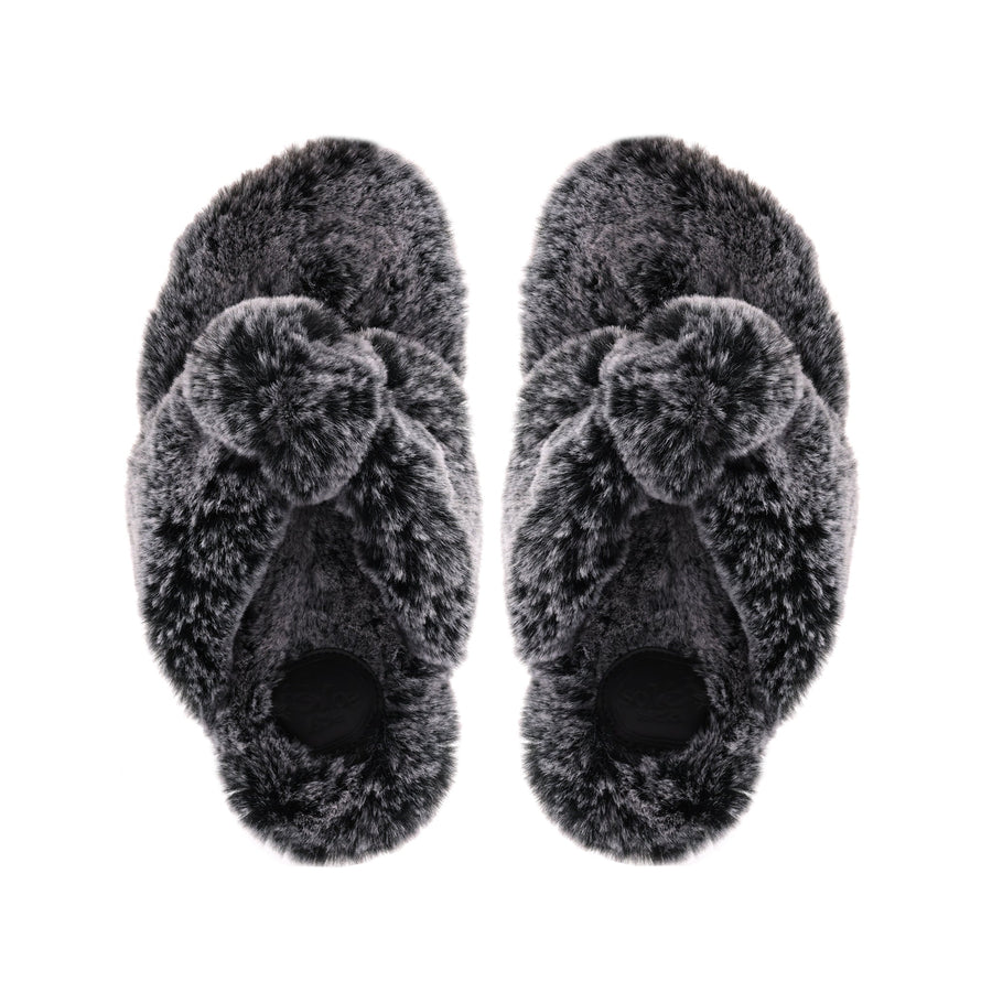 Izzie Fur Knot Slipper by Solei Sea | Salt & Pepper