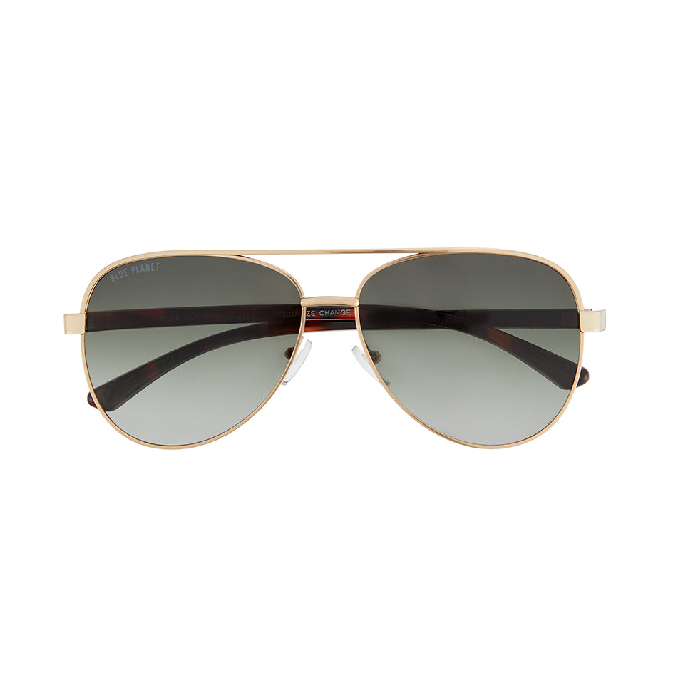 Jesse II by Blue Planet | Matte Gold/Brown Tortoise/Gradient Grey Green Polarized