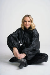 Kylie OS Oversized Bomber Jacket by Mauritius | Black
