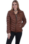 Ribbed Leather Jacket by Scully in Brown