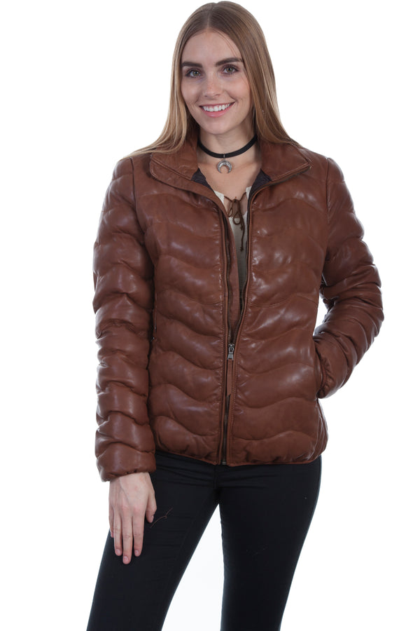 Ribbed Leather Jacket by Scully Leather | Brown