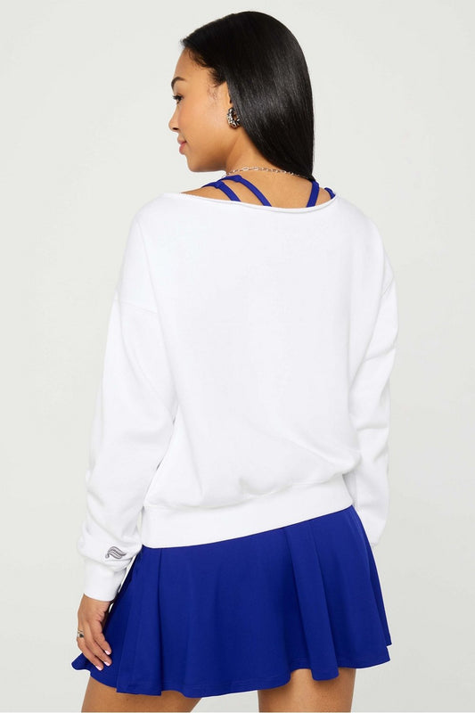 Year Round Terry Off Shoulder Sweatshirt by Fabletics | Classic White