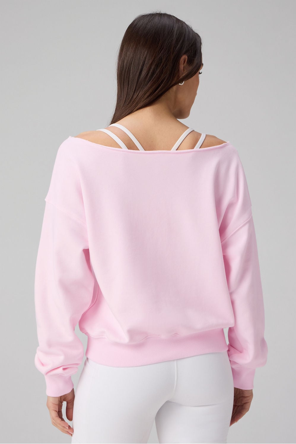Year Round Terry Off Shoulder Sweatshirt by Fabletics | Soft Pink