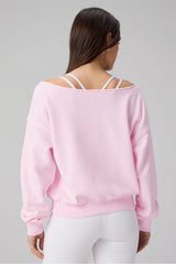 Year Round Terry Off Shoulder Sweatshirt by Fabletics | Soft Pink