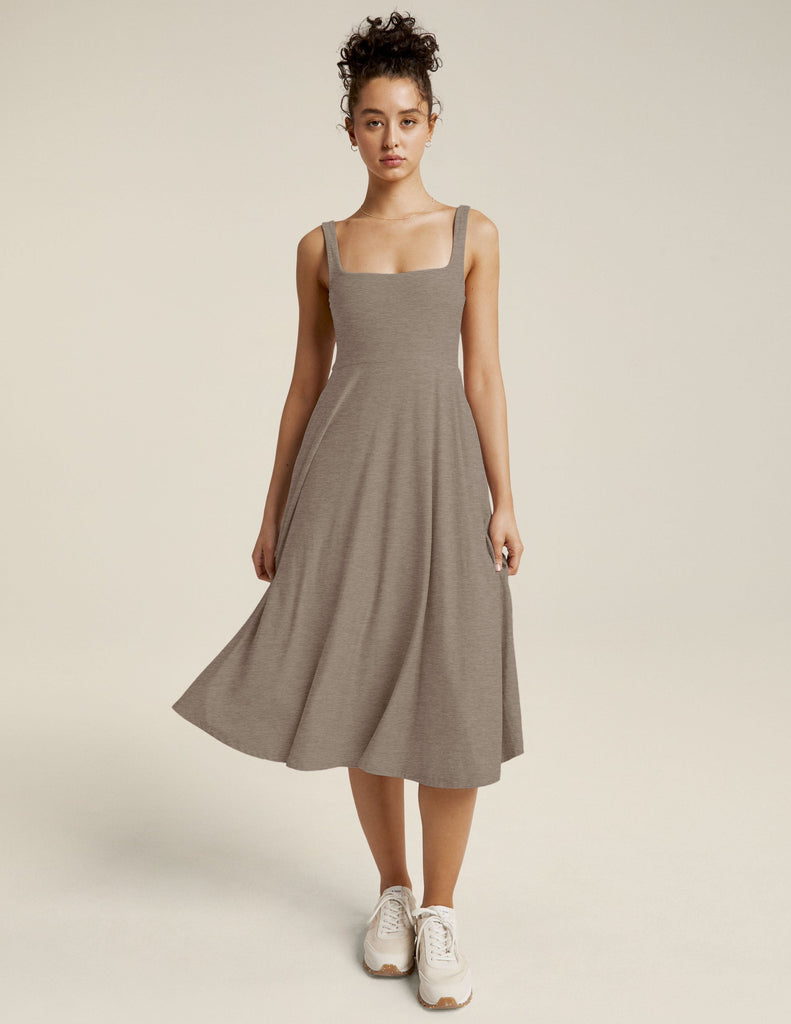 Featherweight At The Ready Square Neck Dress Birch Heather Oyster