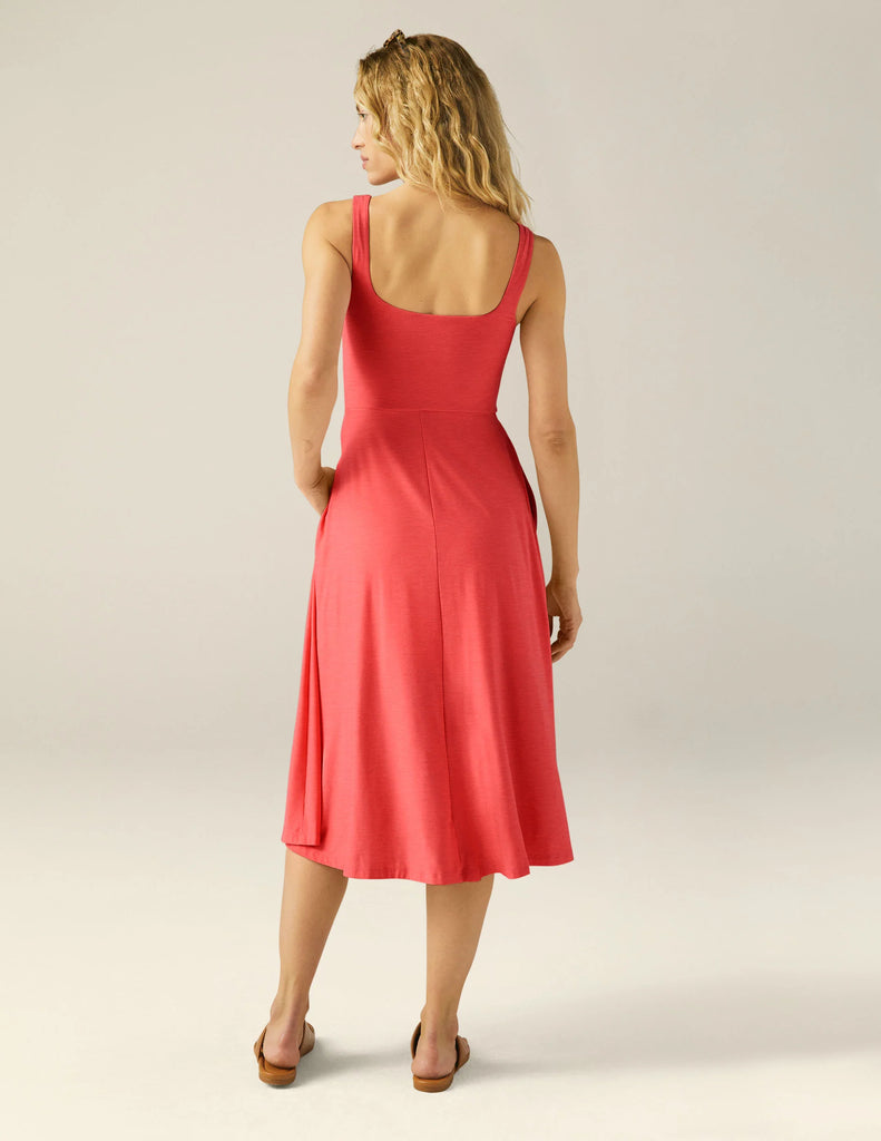 Featherweight at the Ready Square Neck Dress Coral Glow Hthr