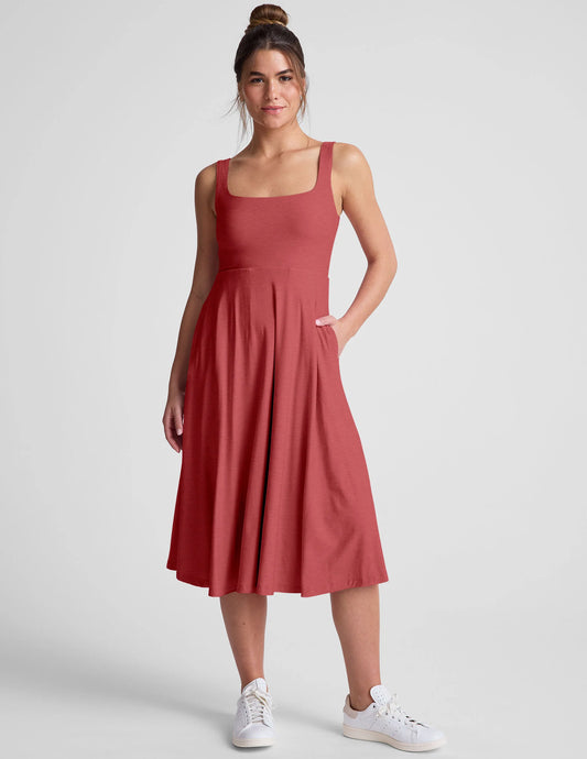 Featherweight at the Ready Square Neck Dress by Beyond Yoga | Faded Rose Heather