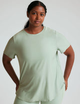 Featherweight on the Down Low Tee by Beyond Yoga | Minty Slate Heather