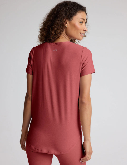 Featherweight on the Down Low Tee by Beyond Yoga | Faded Rose Heather