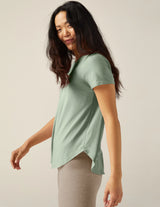 Featherweight on the Down Low Tee by Beyond Yoga | Minty Slate Heather