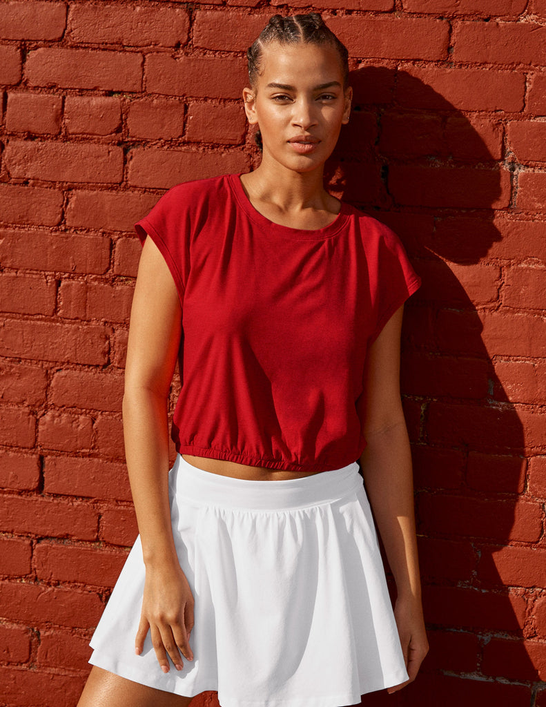 Featherweight Top Priority Cropped Tee Candy Apple Red Heather