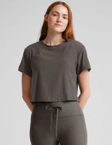 Featherweight Supreme Cropped Tee by Beyond Yoga | True Gray Hthr