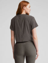 Featherweight Supreme Cropped Tee by Beyond Yoga | True Gray Hthr