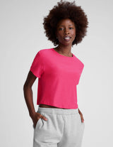 Featherweight Supreme Cropped Tee by Beyond Yoga | Vivid Pink Hthr