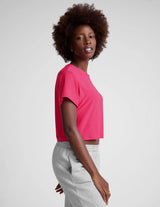 Featherweight Supreme Cropped Tee by Beyond Yoga | Vivid Pink Hthr