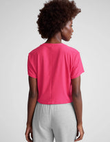 Featherweight Supreme Cropped Tee by Beyond Yoga | Vivid Pink Hthr