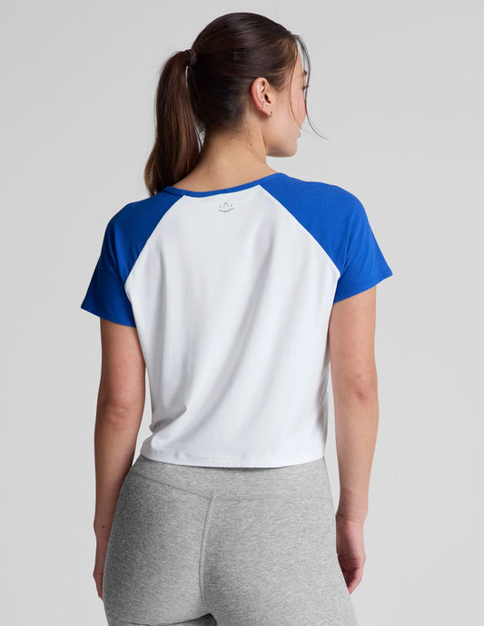 Featherweight Colorblock Tee by Beyond Yoga | Cloud White/Court Blue - Zen&Zip