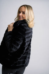 Lela OS plush jacket, back view