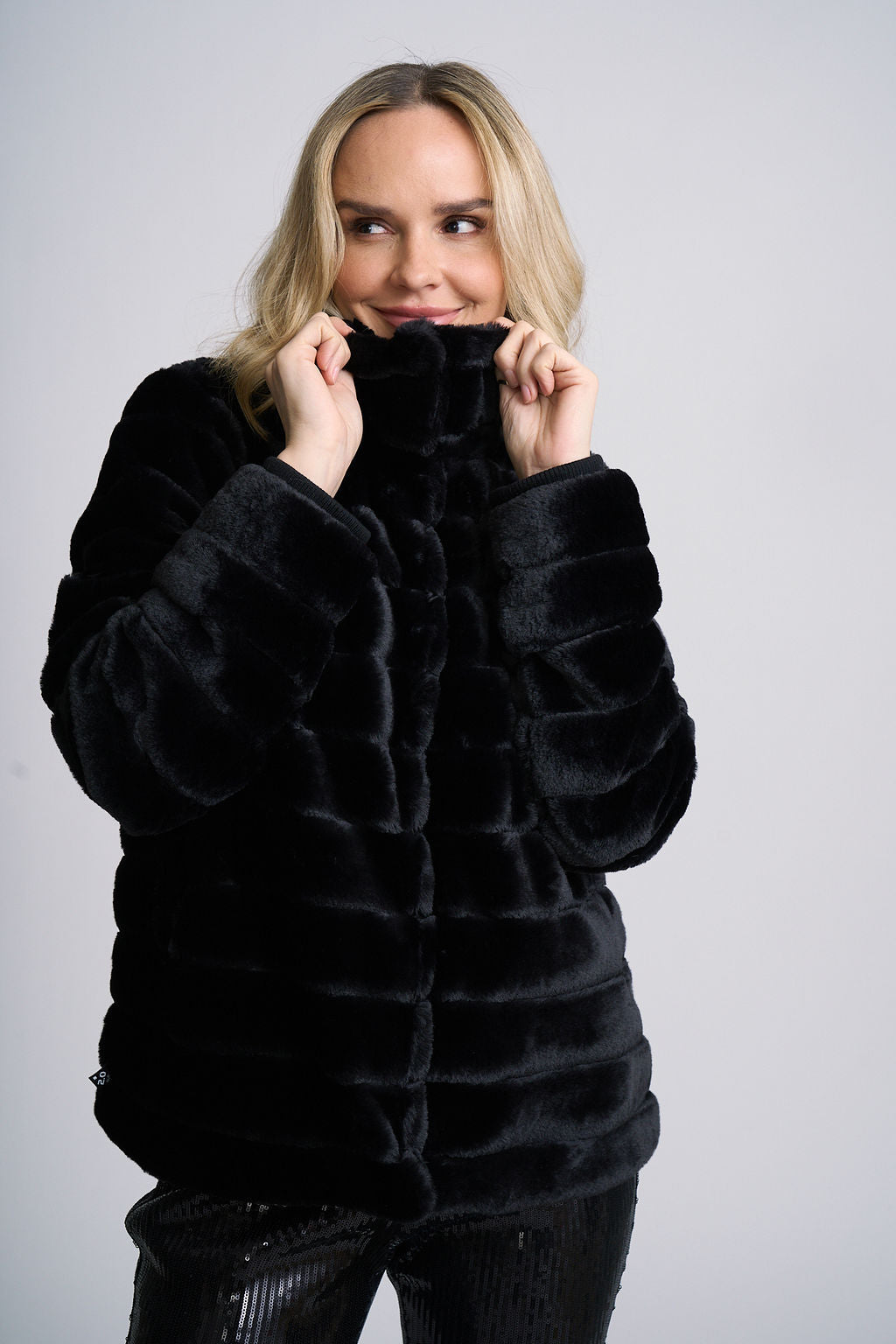 Lela OS plush jacket, styled