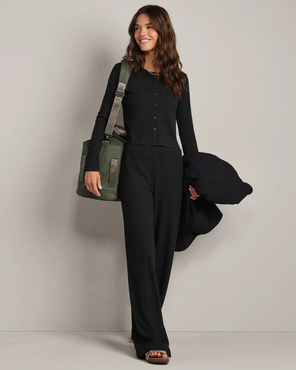 LivLuxe Rib Cardigan by Rhone | Pure Black