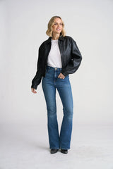 Marcia OS Relaxed Leather Jacket by Mauritius | Black