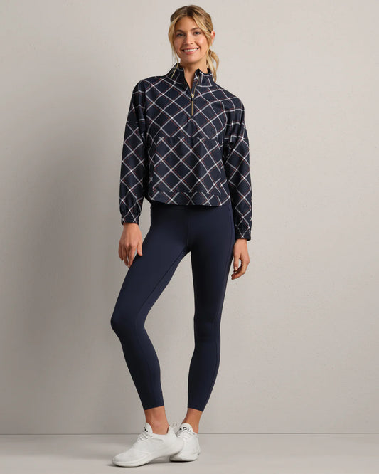 Mirage Printed Anorak by Rhone | Navy Blue Windowpane