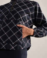 Mirage Printed Anorak by Rhone | Navy Blue Windowpane