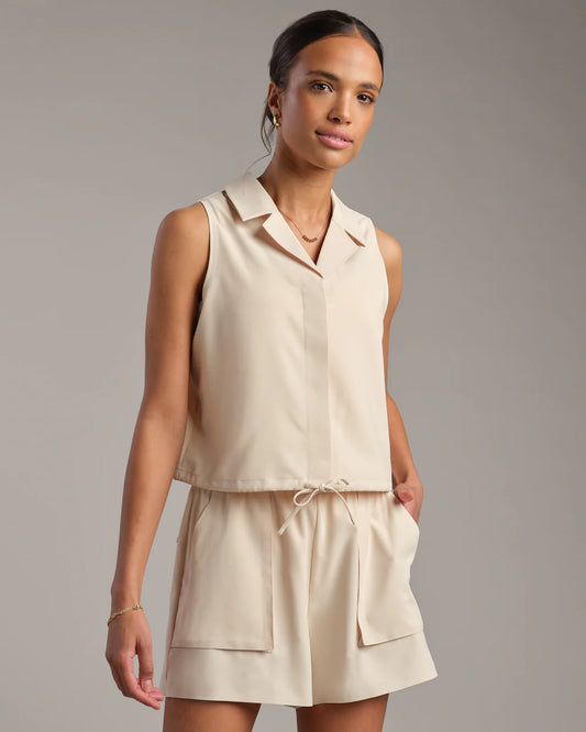Mirage Sleeveless Notch Collar Blouse by Rhone | Linen