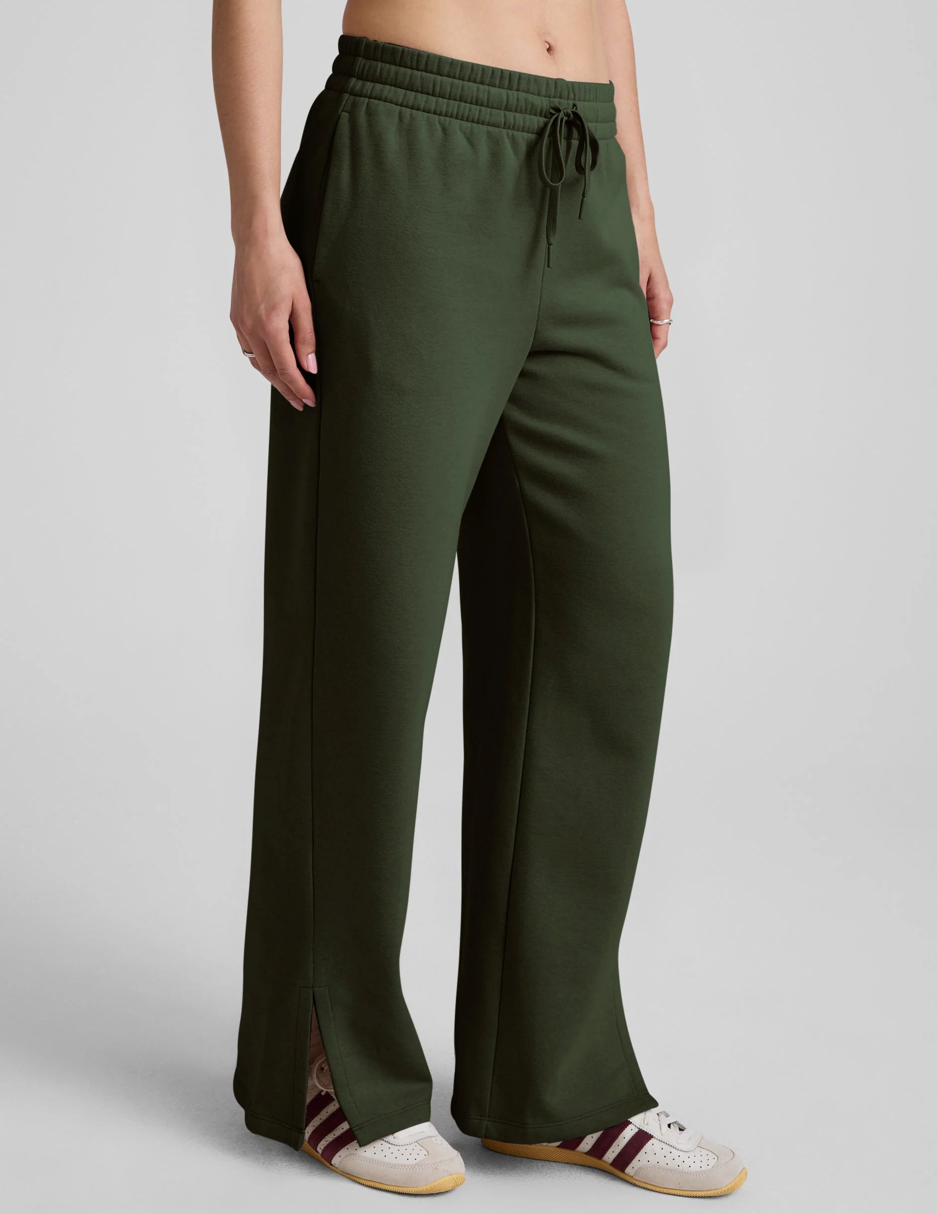 Luxefleece Side Slit Wide Leg Pant by Beyond Yoga | Dark Olive
