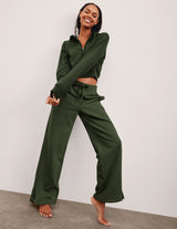 Luxefleece Side Slit Wide Leg Pant by Beyond Yoga | Dark Olive