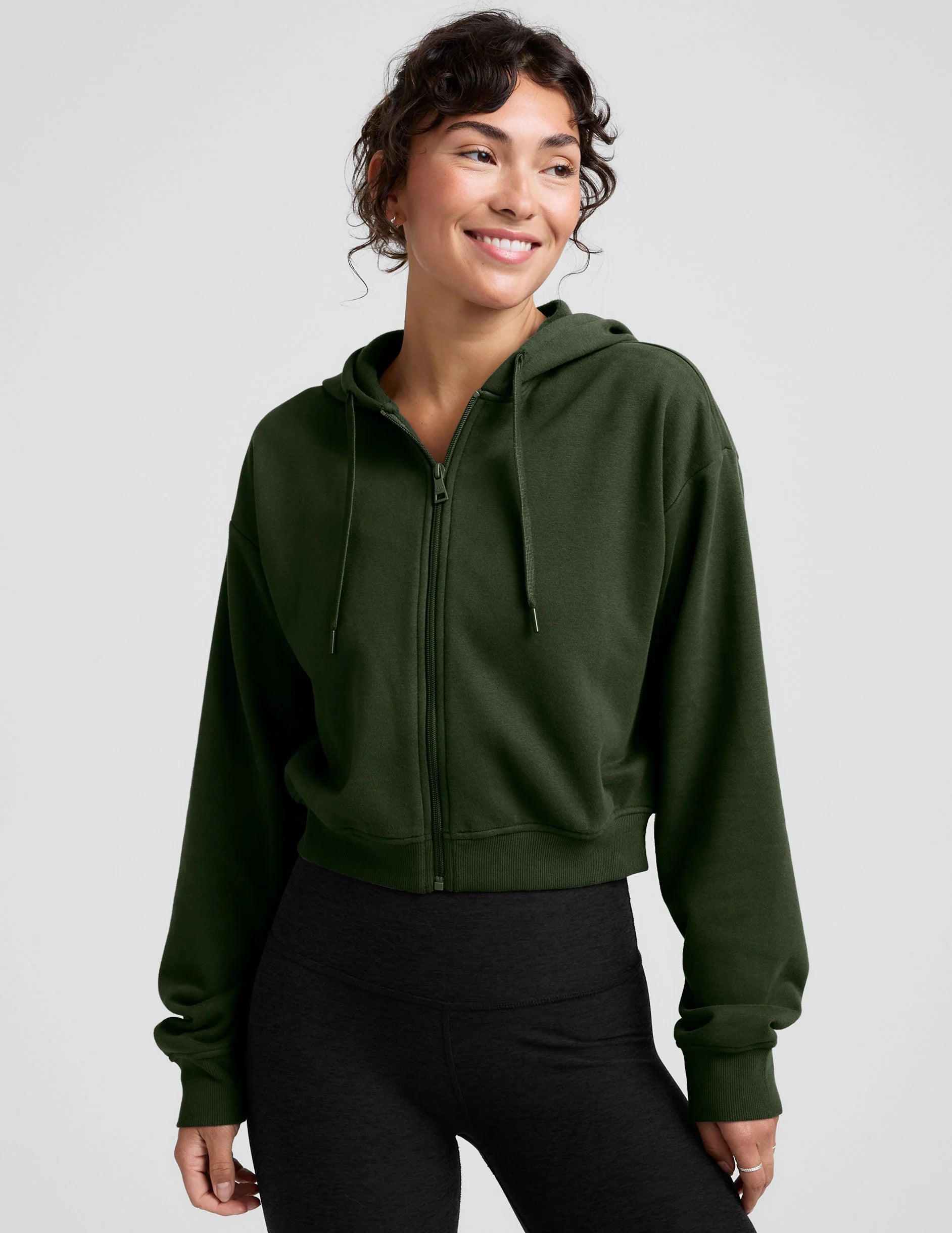 Luxefleece Zip Up Hoodie by Beyond Yoga | Dark Olive