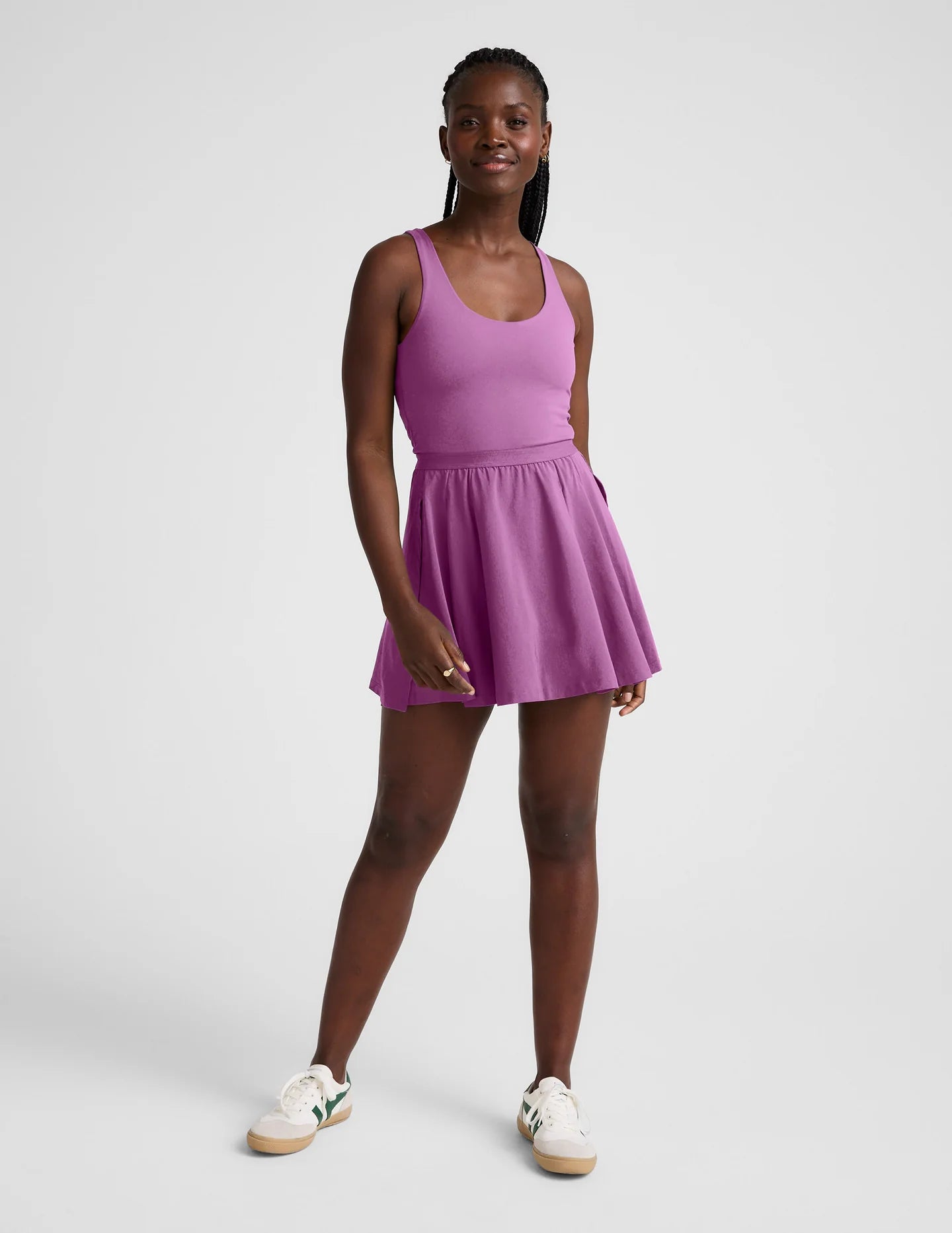 Score Pleated Dress by Beyond Yoga | Fun Fuchsia