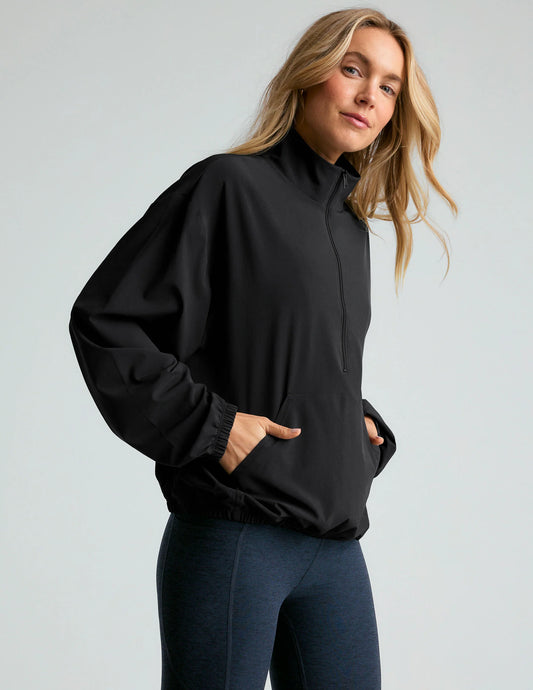 In Stride Half Zip Pullover by Beyond Yoga | True Black - Zen&Zip
