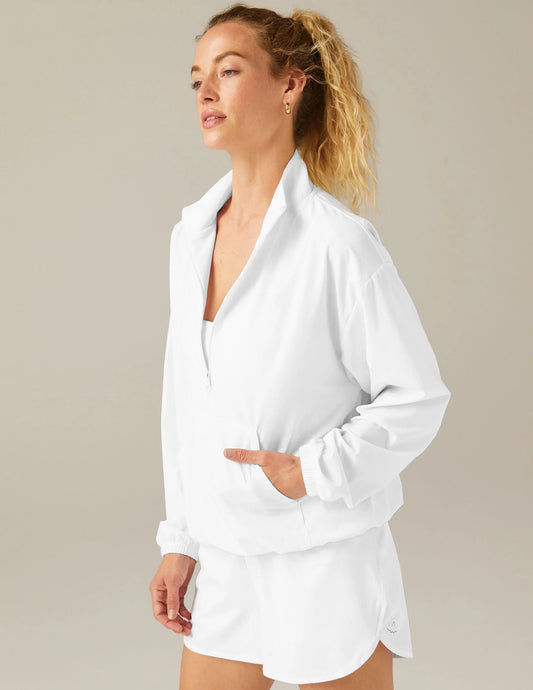 In Stride Half Zip Pullover by Beyond Yoga | True White - Zen&Zip