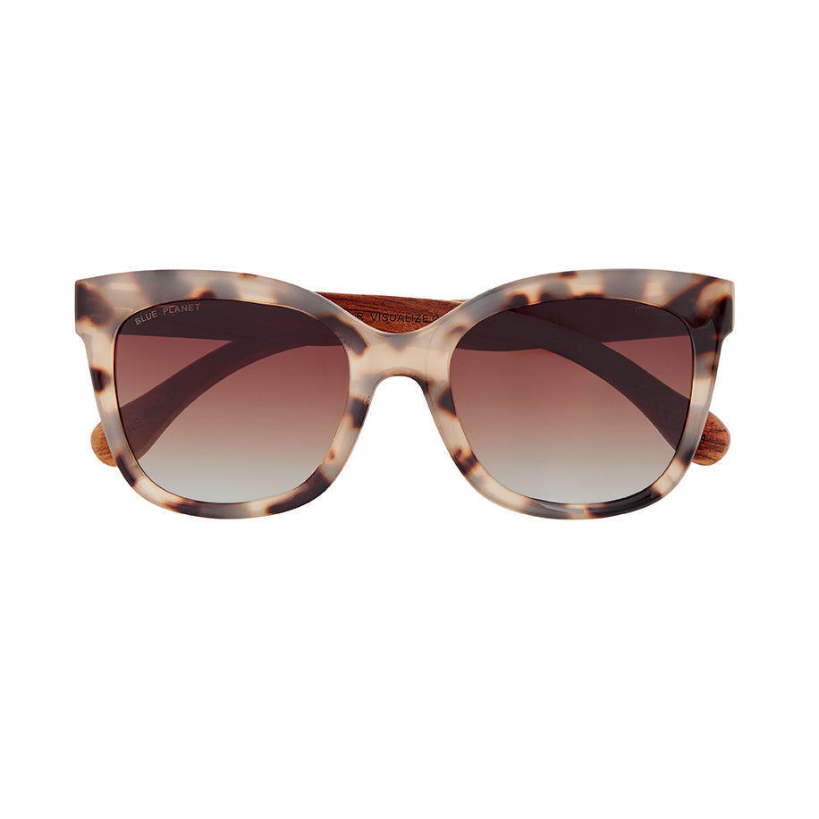 Nora by Blue Planet | Ivory Tortoise/Walnut Wood/Gradient Brown Polarized