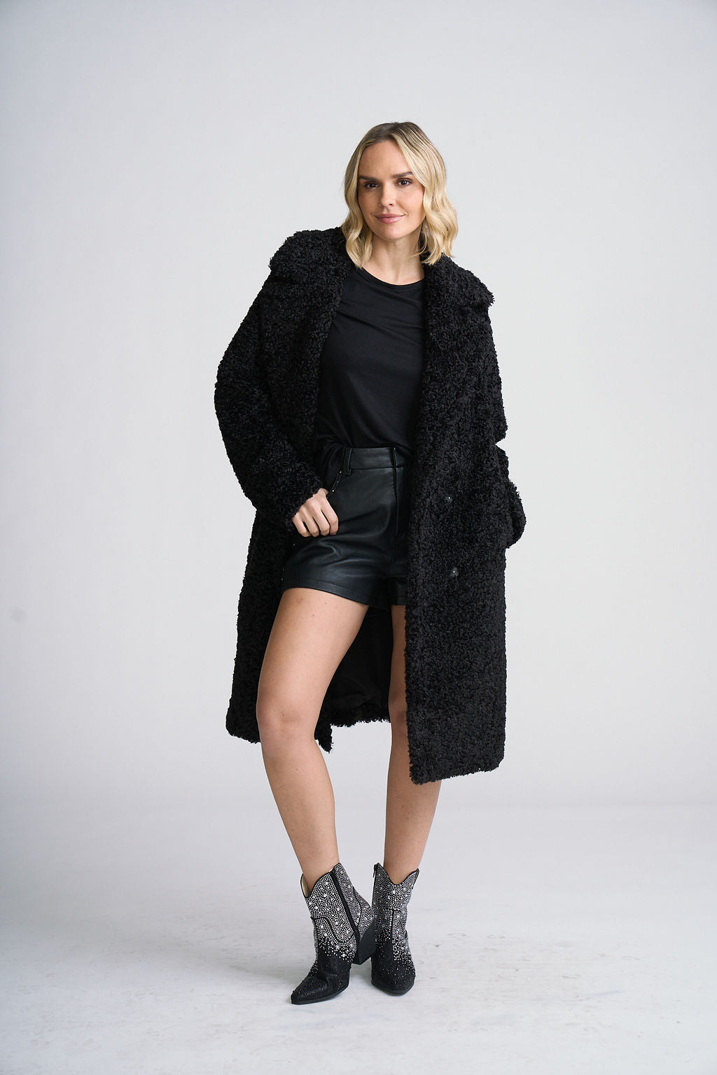 Nindy OS textile coat, back view