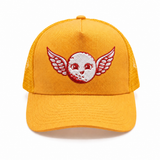 She So Fly Trucker Hat in Citrus Orange/Rosy Red