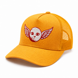 She So Fly Trucker Hat in Citrus Orange/Rosy Red, side