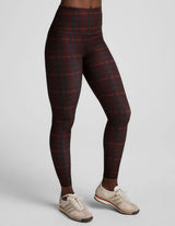 Softmark High Waisted Midi Legging by Beyond Yoga | Dark Cherry Preppy Plaid