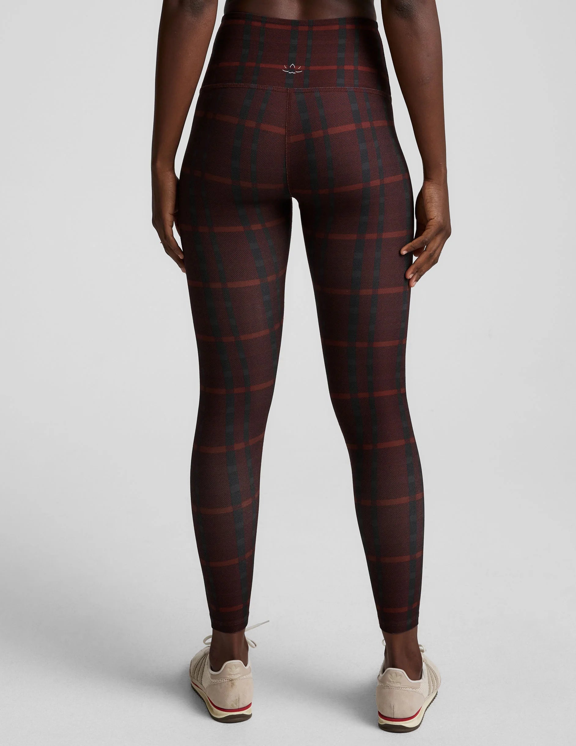 Softmark High Waisted Midi Legging by Beyond Yoga | Dark Cherry Preppy Plaid