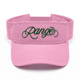 Signature "Range" Script Visor in Pink-a-Boo/Forest Green