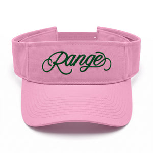 Signature “Range” Script Visor by Girls Got Range | Pink-a-Boo/Forest Green