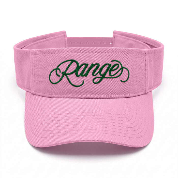 Signature “Range” Script Visor by Girls Got Range | Pink-a-Boo/Forest Green
