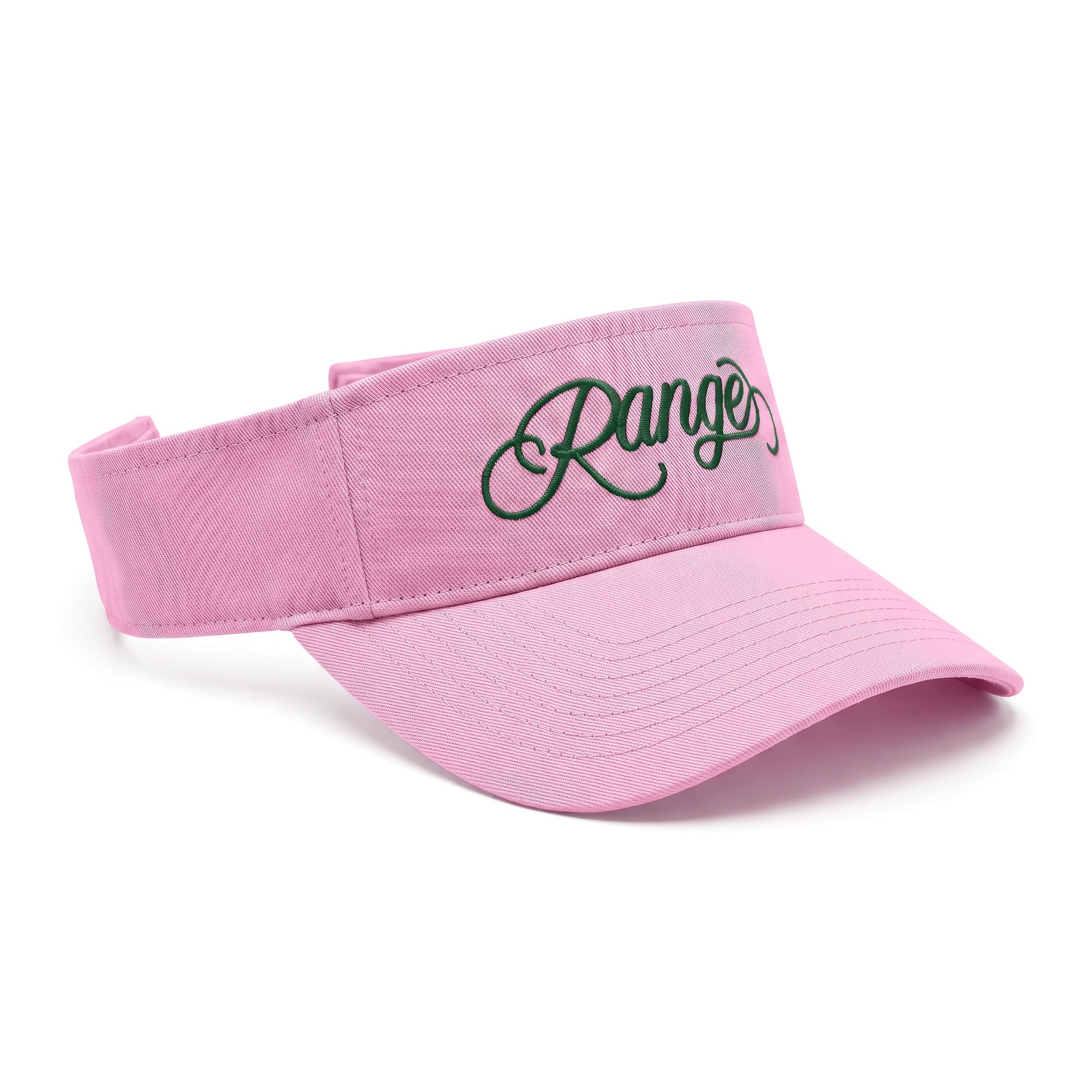Signature "Range" Script Visor in Pink-a-Boo/Forest Green, side
